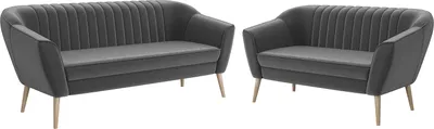 Produktbild von MEBLINI Mini Sofa Set 3-2 für Wohnzimmer - Mini Lounge für fünf Personen - Küchensofa - Sofa Klein - Sitzgarnitur - Polstergarnitur - Sofagarnituren - KAIA - 3+2 - Dunkelgrau Samt