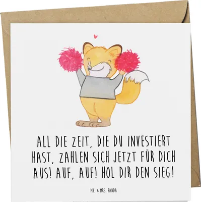 Produktbild von Mr. & Mrs. Panda Grußkarte Sportliche Wettkämpfe Erfolg - Weiß - Geschenk, Inspiration, Disziplin, Ermutigung, Klappkarte, Herausforderungen, Trost, anlasskarte