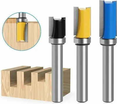 Obrázek produktu pro 3 frézy o průměru 8 mm pro řezání a zplynování horní ložiskové frézy