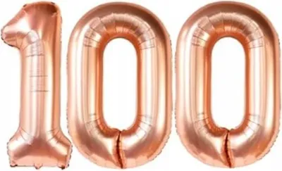 Zdjęcie produktu dla Balon Urodzinowy 100 Lat Każda Cyfra 100Cm Foliowy Różowe Złoto Urodziny
