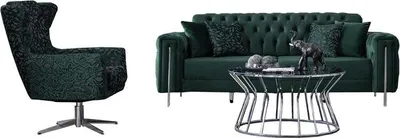 Produktbild von Sofa 3 sitzer mit Sessel Grün Chesterfield Couchgarnitur Wohnzimmer