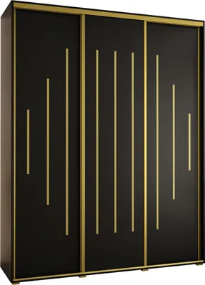 Produktbild von MEBLE KRYSPOL Davos 12 Schrank, drei Türen - 235,2x190x60 cm - Schwarz Schwarz Gold