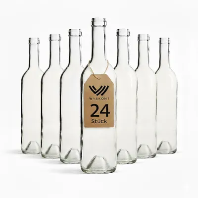 Produktbild von Weinflasche 750 ml Bordeaux 24 Stück, Weiß Weinflasche ohne Korken, Leere Glasflasche, Wasserflasche, Leere Likörflaschen, Wein Zubehör, Glasflaschen