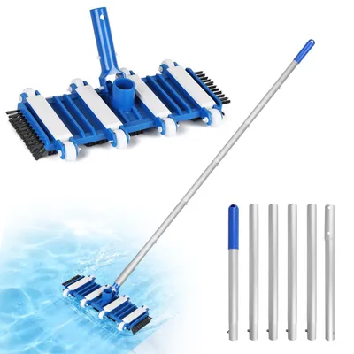 Immagine prodotto di Aspirapolvere per piscine, aspirapolvere portatile con spazzole e ruote, asta telescopica da 2 metri, per la pulizia delle piscine
