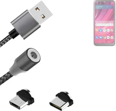 Produktbild von K-S-Trade Hochwertiges Magnet-Lade-kabel Sync-Kabel Daten-Kabel für BLU View 4 mit USB-Typ-C-Anschluss und Micro-USB-Anschluss 2A bis zu 480mbps