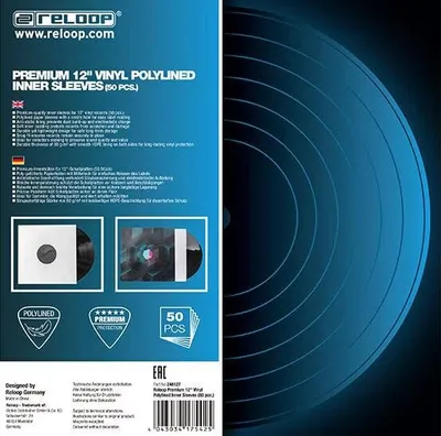 Productafbeelding van Reloop Premium polyvoering binnenhoezen voor LP-platen (12" vinyl), wit, 50 stuks