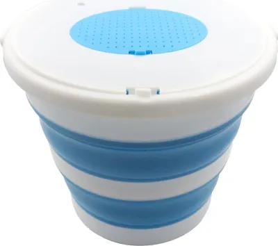 Produktbild von Blaue Faltemmer mit Deckel, tragbar, multifunktional, für Camping, Garten, Auto