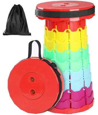 Zdjęcie produktu dla Krzesełko teleskopowe składane kemping - Przenośne - Regulowane 6,5 do 45 cm - Do 225 kg