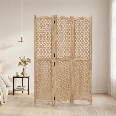 Produktbild von Homestyle4u Paravent Raumteiler 3 teilig Holz Trennwand spanische Wand Sichtschutz Natur