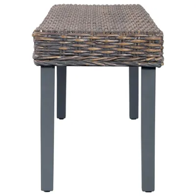 Produktbild von Cloris DesignMöbel Sitzbänke - Grau Sitzbank 110cm Grau Natur Kubu-Rattan und Massivholz Mahagoni Schlichtes7767496