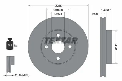 Obrázok produktu pre 2 brzdové kotúče Textar 255 mm vpredu pre Toyota Corolla