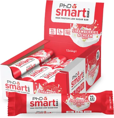 Produktbild von PhD Smart Bar (12x64g) Strawberry & Cream - Riegel - Protein-Riegel