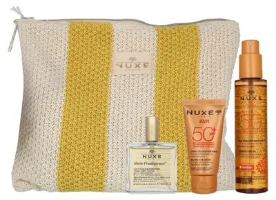 Produktbild von Sonnenöl zum Bräunen, SPF 50, 150 ml / Sonnencreme, SPF 50, 50 ml / Vielseitiges Trockenöl "Huile Prodigieuse", 50 ml / Nuxe Sommer-Set