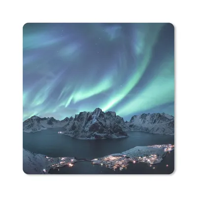 Produktbild von MuchoWow® Mauspad Mousepad Nordlichter - Grün - Meer 20x20 cm - Mousepads - Maus Mat - Pad - Mausunterlage - Desk Mat - Bureauartikeln