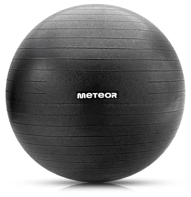 Produktbild von Meteor Gymnastikball 65 cm Schwarz, Anti-Burst Fitnessball belastbar bis 200kg, Sitzball inkl. Fußpumpe, Pilates, Rehabilitation & Büro-Stuhlersatz