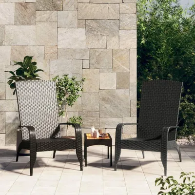 Produktbild von Schwarzer Adirondack-Gartenstuhl aus Poly-Rattan, Gartenmöbel, Gartensitzmöbel, Gartenstühle, 6 kg