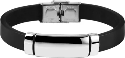 Produktbild von Akzent Armband aus Echtleder und Edelstahl in Schwarz