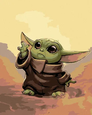Image de Zuty - Peinture par numéros - BABY YODA, 40 x 50 cm, sans cadre et sans toile tendue