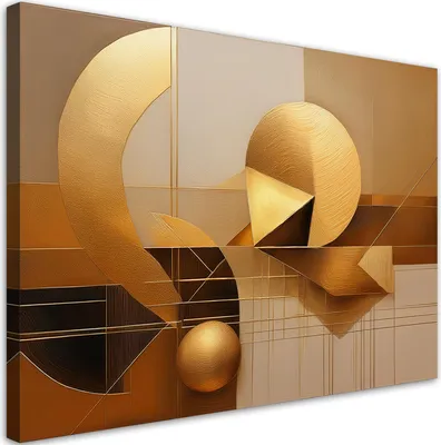 Produktbild von Leinwandbild Geometrische Abstraktion 3D 120x80 Feeby Gold bild für die wand bereit zum aufhängen