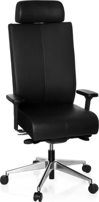 Produktbild von hjh OFFICE Profi Bürostuhl PRO-TEC XXL Ergonomischer Schreibtischstuhl mit Armlehnen (höhenverstellbar) Leder Schwarz Drehstuhl für Büro, Zuhause