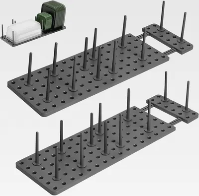 Produktbild von 2 Stück Geschirrständer, PP Topfdeckelhalter Schublade, Graues Tellerhalter Ständer, Küchenschrank Ordnungssystem, mit 24 Stützen, für Pfannen, Teller und Deckel