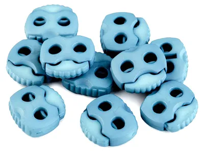 10 Stück Kordelstopper mit zwei Löchern minnelblau