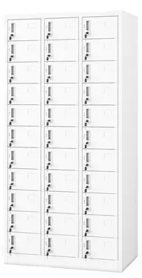 Produktbild von Schließfachschrank mit 33 Fächern Spint Metallschrank Wertfachschrank Fächerschrank Spind Pulverbeschichtung 185 cm x 90 cm x 45 cm Weiß