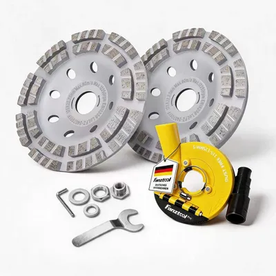 Produktbild von Absaughaube für Winkelschleifer, 2xPREMIUM Diamantschleiftopf 125 mm PROFI