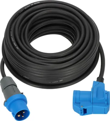 Produktbild von Verl-Leitung 25m CEE230V/16A IP44 H07RN-F3G2,5 schwarz, Winkelkupplung