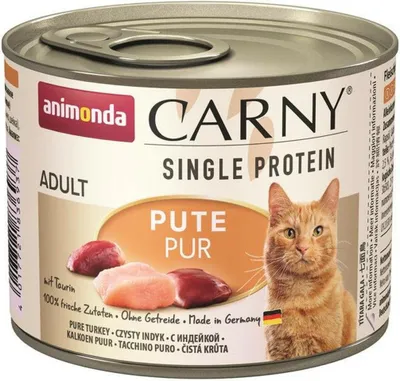 Produktbild von animonda Carny Adult Single Protein Pute pur, Adult, Türkei, 200 g, Getreidefrei, Ohne Soja, Ohne künstliche Farbstoffe