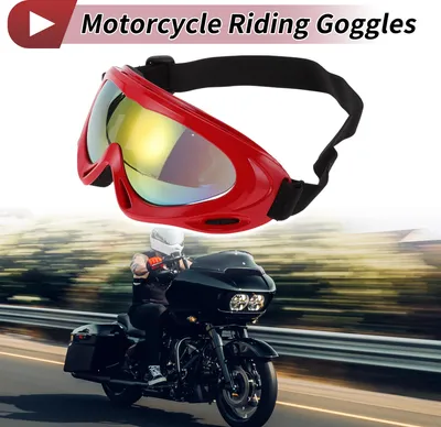Produktbild von 1 Stk Motorradfahrbrille PC TPU Fahrradsonnenbrille Gelbe Blaue Linse Rote Fassung
