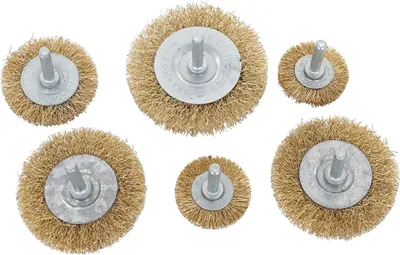 Produktbild von GEKO | Drahtbürsten-Set, 6-teilig, Messing-beschichtete Drahtbürste, Metallbürsten für Bohrer