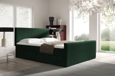 Produktbild von Boxspringbett Schlafzimmerbett ADRIEN 140x200cm in Stoff Fresh Flaschengrün