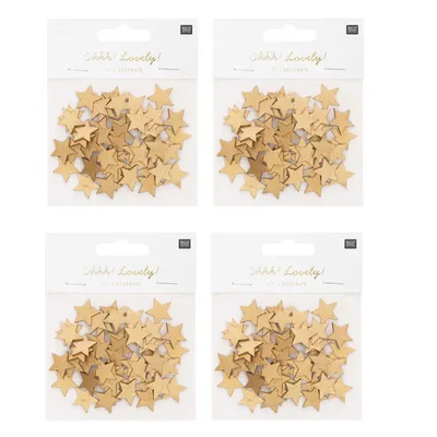 Produktbild von 192 goldene Holzsterne Konfetti 2 cm