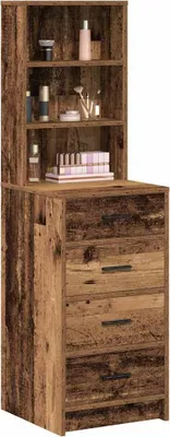 Image de vidaXL Buffet haut avec tiroirs Vieux bois 40 x 41 x 135 cm Matériau dérivé du bois