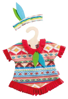 Image de Set de poupée indienne Plume bleue, petite, taille 28-35 cm