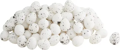 Produktbild von VBS XXL Deko-Eier "Weiß - Gesprenkelt", 1,8 cm, 100 Stück, Styropor