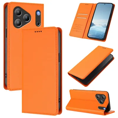 Produktbild von Handyhülle für Blackview Wave 7C, Kunstleder Klapphülle Stoßfeste Magnetische Hülle mit Ständer Orange