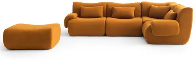 Image de Canapé d'angle modulaire 4 places MILYSOFA SOFATIME avec méridienne, tissu bouclé raffiné, couleur cannelle