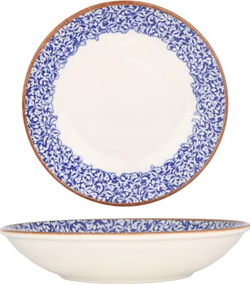 Productafbeelding van Diepe schaal van Bone China, kleur: Edera Cobalt, materiaal: porselein, diameter: 25 cm (inhoud: 1300cc)