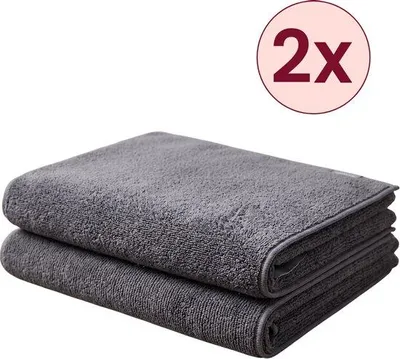 Produktbild von Unyqoos® Beyeza Mikrofaser-Haarhandtuch 2er Pack 50 x 100 cm, 300 GSM (Polyester/Polyamid), Dunkelgrau – saugstark, leicht & schnelltrocknend für Bad & Reise