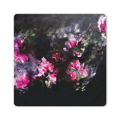 Produktbild von MuchoWow® Mauspad Mousepad Blumen - Kunst - Farbe - Rosa - Schwarz 30x30 cm - Mousepads - Maus Mat - Pad - Mausunterlage - Gaming