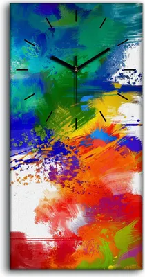 Produktbild von Wandbild Leinwand Bilder mit Uhr Geräuschlos 30x60 Malerei Abstrakte Kunst Bunt - schwarze Hände