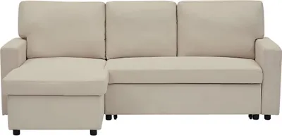Produktbild von Best Möbel Meiya - 4-Sitzer-Wendeecksofa Schlaffunktion und Bettkasten aus Stoff , Beige