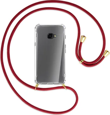 Produktbild von Handykette Backcover-Schutzhülle mit Band (Metall goldfarben) für Samsung Galaxy Xcover 4 / 4s - dunkelrot