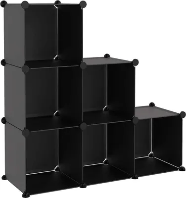 Immagine prodotto di vidaXL Sistema di scaffalatura con 6 cubi Nero PP