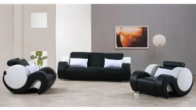 Zdjęcie produktu dla Komplet wypoczynków: sofa 3-osobowa, fotele 2x1-osobowe, tapicerka skórzana. Model: 1094