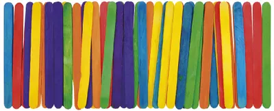 Produktbild von EDUPLAY 200-004 Bastelhölzer Holzstäbchen Eis-Stiel Lollipop klein, mehrfarbig, 50-teilig (1 Set)