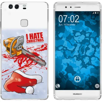 Produktbild von PhoneNatic Case kompatibel mit Huawei P9 Silikon-Hülle X Mas Weihnachten Hate X-Mas M8