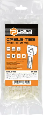 Produktbild von Kabelbinder, Nylon, weiß, 4 x 150 mm, 100 Stück, Polax